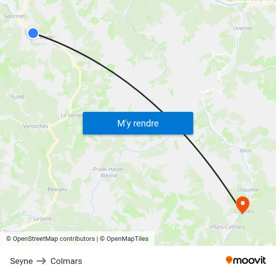 Seyne to Colmars map