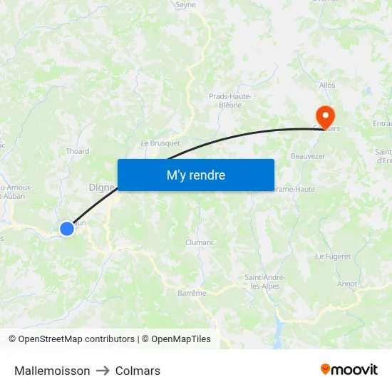 Mallemoisson to Colmars map