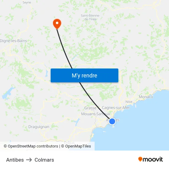 Antibes to Colmars map