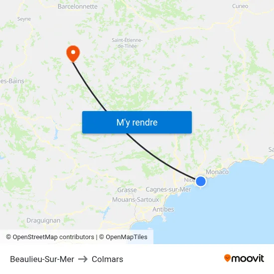 Beaulieu-Sur-Mer to Colmars map
