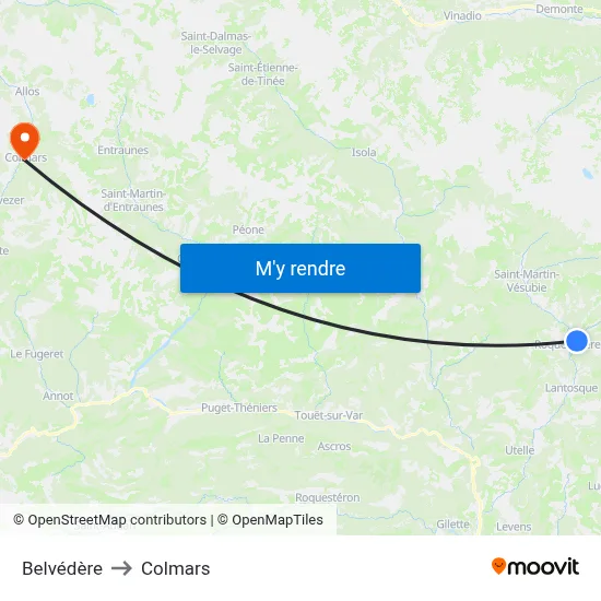 Belvédère to Colmars map