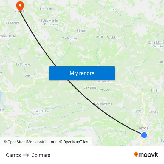 Carros to Colmars map