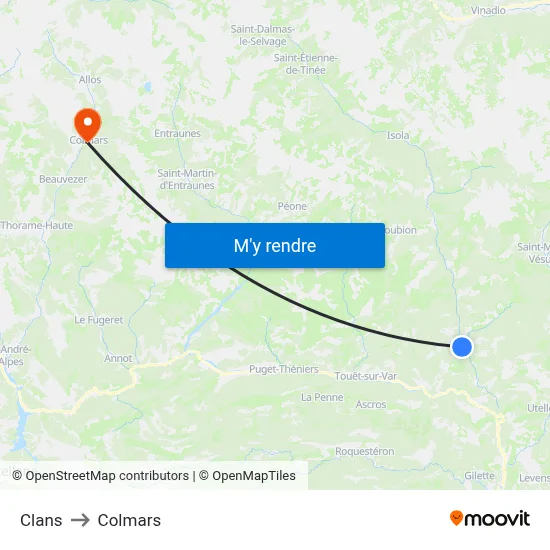 Clans to Colmars map