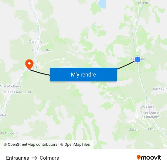 Entraunes to Colmars map