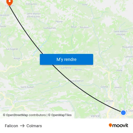 Falicon to Colmars map