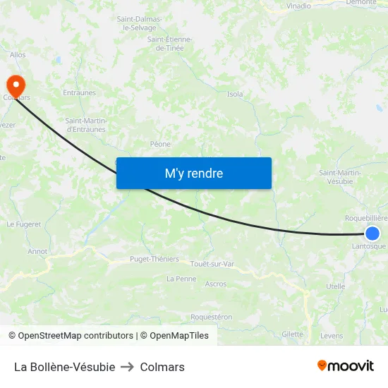 La Bollène-Vésubie to Colmars map