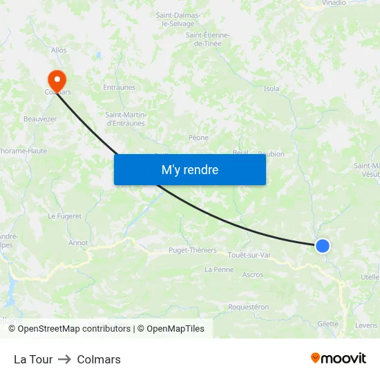La Tour to Colmars map