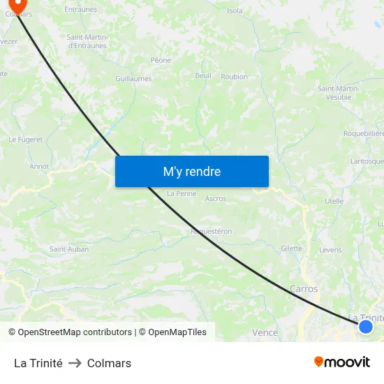 La Trinité to Colmars map