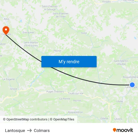 Lantosque to Colmars map