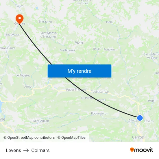 Levens to Colmars map