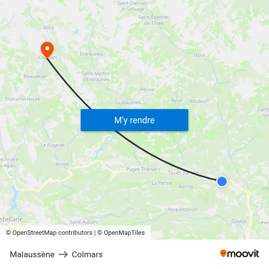 Malaussène to Colmars map