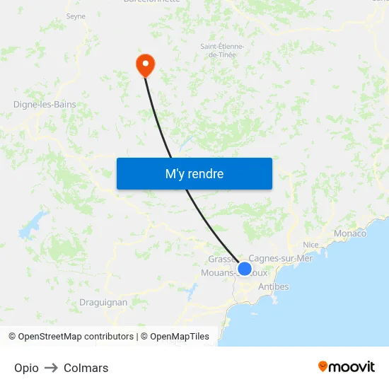 Opio to Colmars map