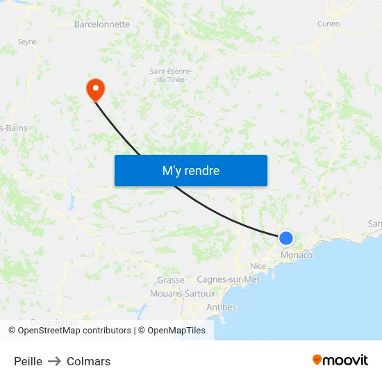 Peille to Colmars map