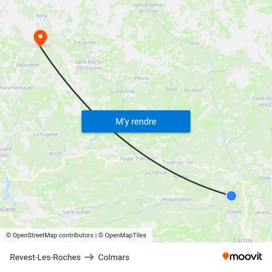 Revest-Les-Roches to Colmars map