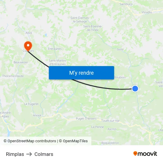 Rimplas to Colmars map