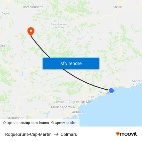 Roquebrune-Cap-Martin to Colmars map