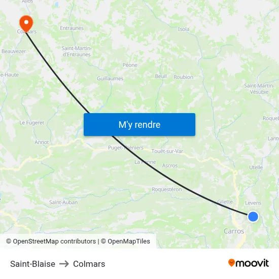 Saint-Blaise to Colmars map