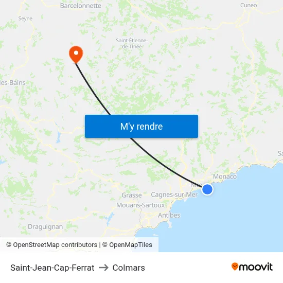 Saint-Jean-Cap-Ferrat to Colmars map
