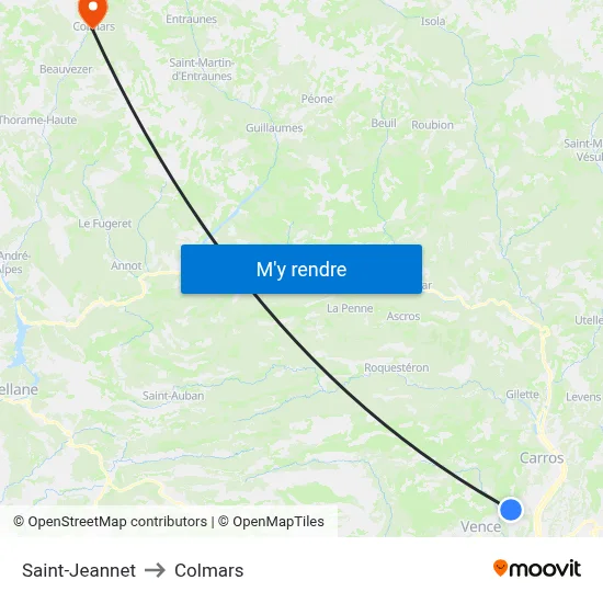 Saint-Jeannet to Colmars map