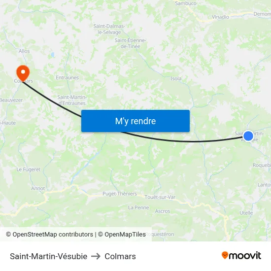 Saint-Martin-Vésubie to Colmars map