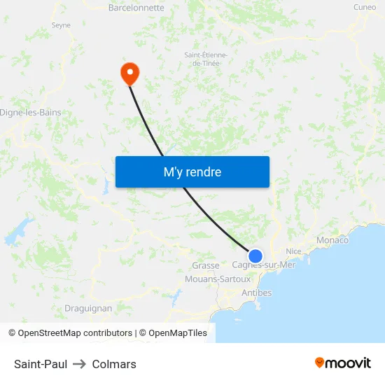 Saint-Paul to Colmars map