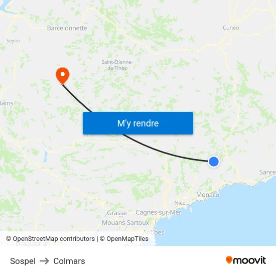 Sospel to Colmars map