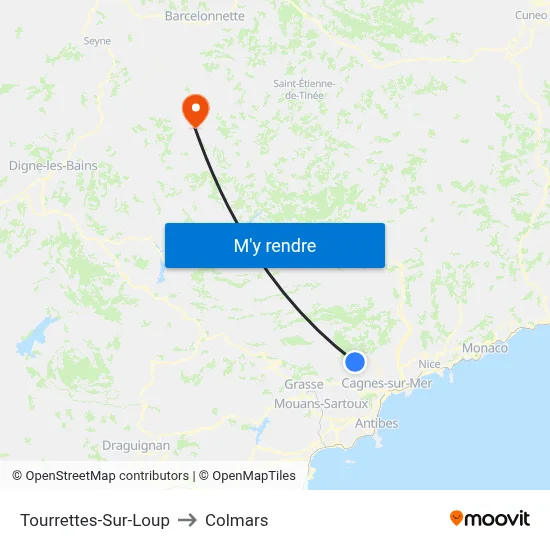 Tourrettes-Sur-Loup to Colmars map