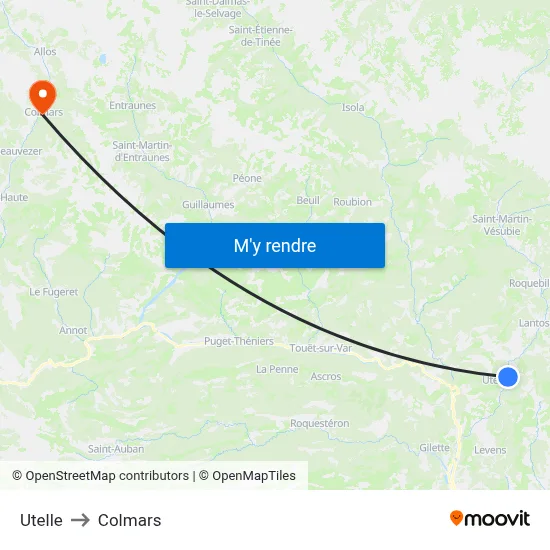 Utelle to Colmars map