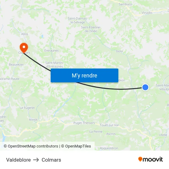 Valdeblore to Colmars map