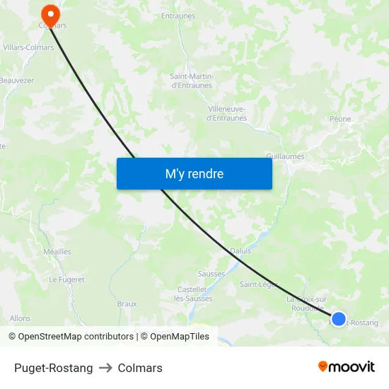 Puget-Rostang to Colmars map