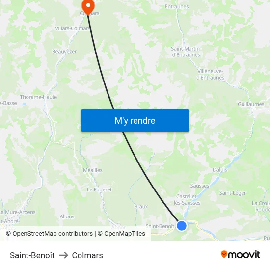 Saint-Benoît to Colmars map