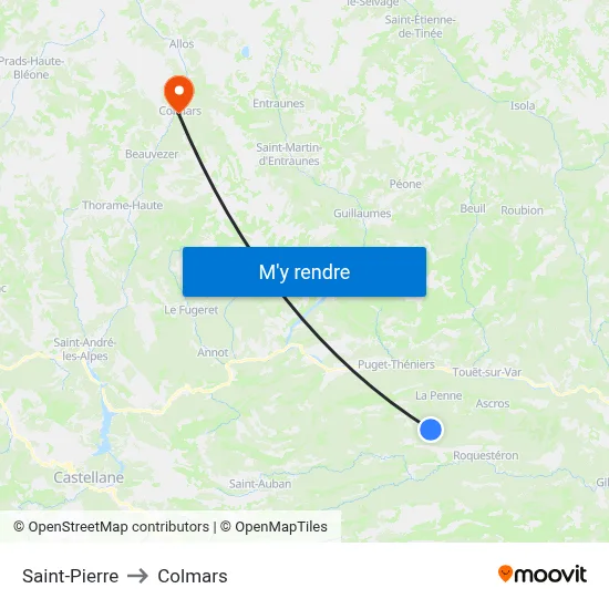 Saint-Pierre to Colmars map