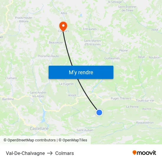 Val-De-Chalvagne to Colmars map