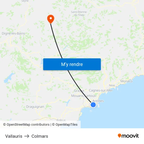 Vallauris to Colmars map