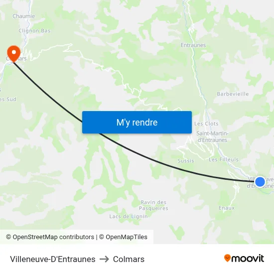Villeneuve-D'Entraunes to Colmars map