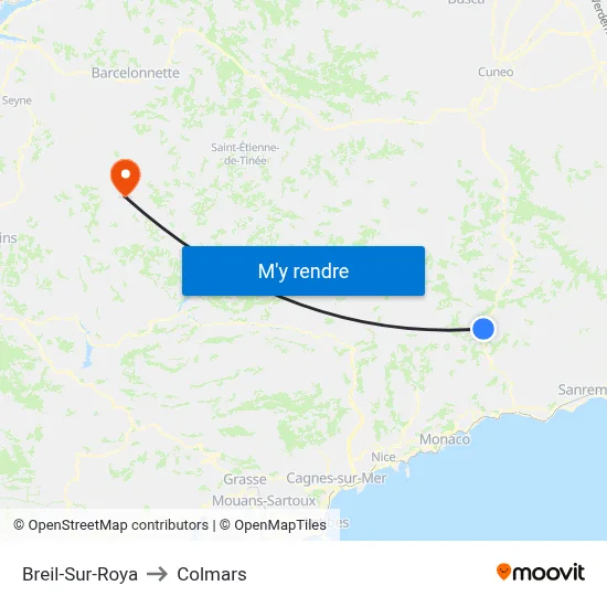 Breil-Sur-Roya to Colmars map