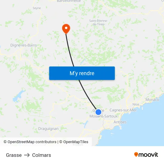 Grasse to Colmars map