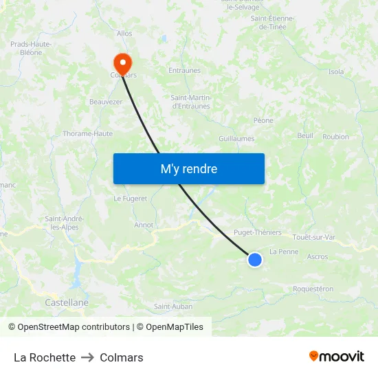 La Rochette to Colmars map