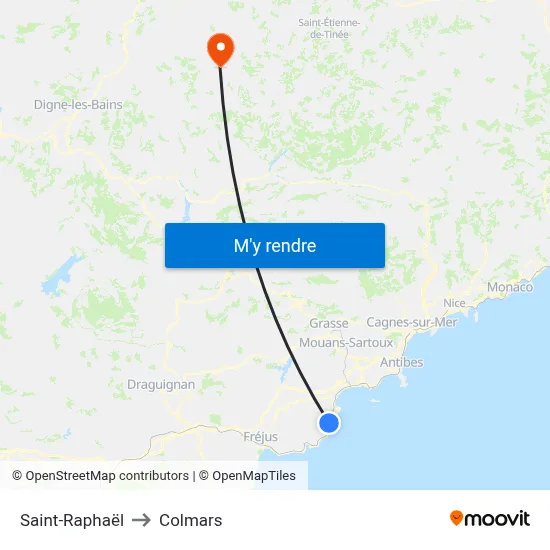 Saint-Raphaël to Colmars map