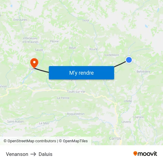 Venanson to Daluis map