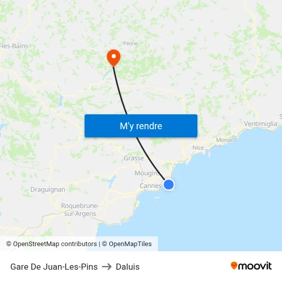 Gare De Juan-Les-Pins to Daluis map