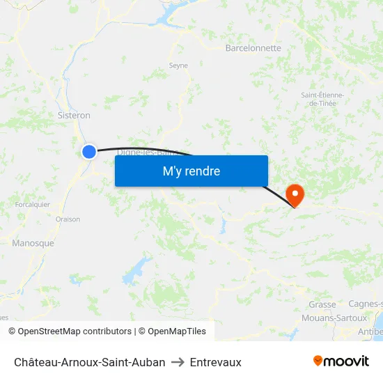 Château-Arnoux-Saint-Auban to Entrevaux map