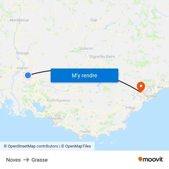 Noves to Grasse map