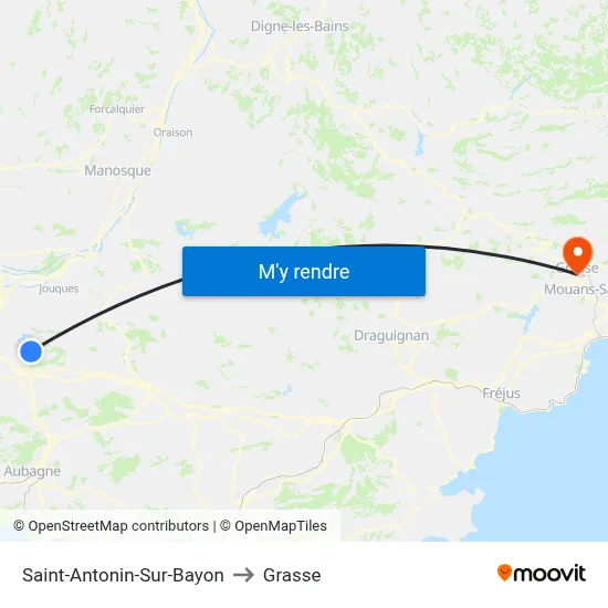 Saint-Antonin-Sur-Bayon to Grasse map