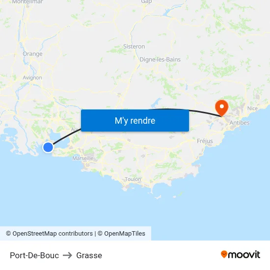 Port-De-Bouc to Grasse map