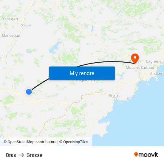 Bras to Grasse map