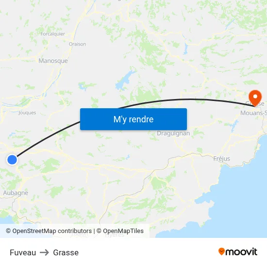Fuveau to Grasse map