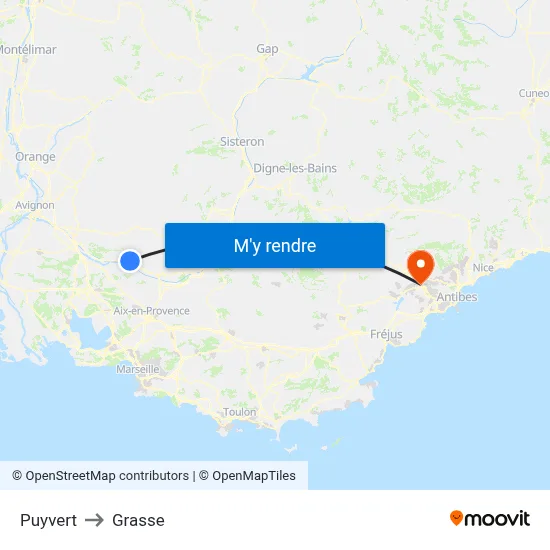 Puyvert to Grasse map