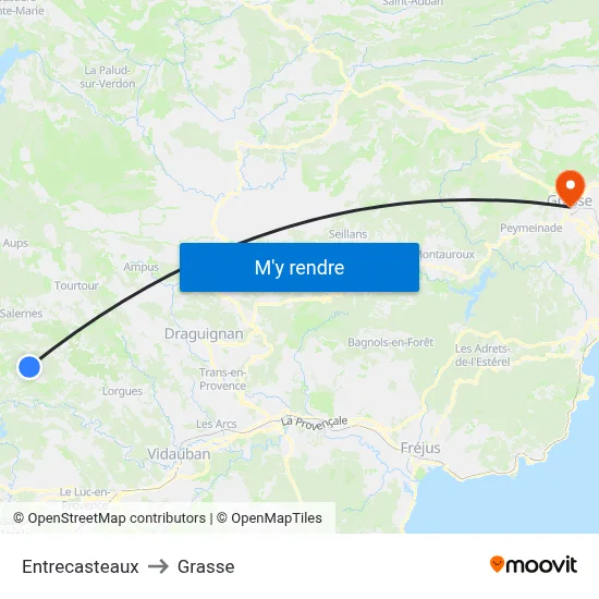 Entrecasteaux to Grasse map