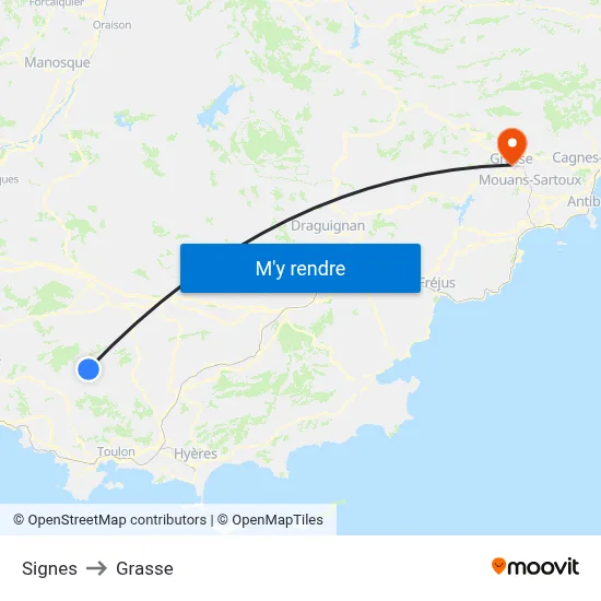 Signes to Grasse map